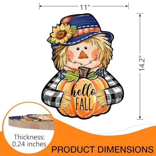 Deroro Fall Scarecrow Front Door Sign - Autumn Pumpkin Wooden Farmhouse Decor