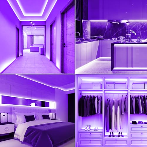 USB Powered COB LED Strip Lights 6.56Ft Purple Flexible Tape for Room & Party