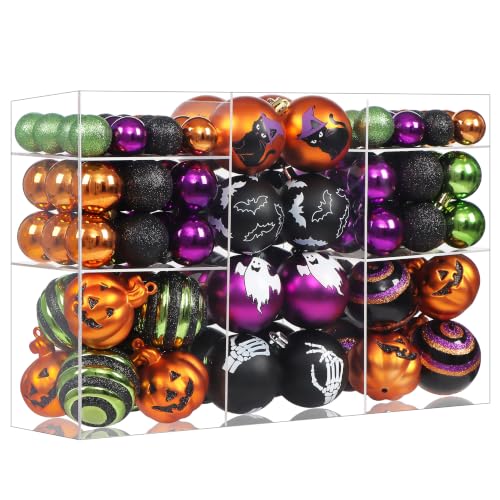 Halloween Tree Ornaments Set - Shatterproof Jack-o'-Lantern Cats Ghost - FlameFlash, 100pcs - Fall Holiday Decor