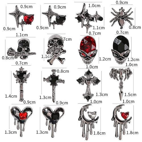 Halloween 3D Alloy Spider Skull Nail Charms Set - 32pcs Nail Art Decorations