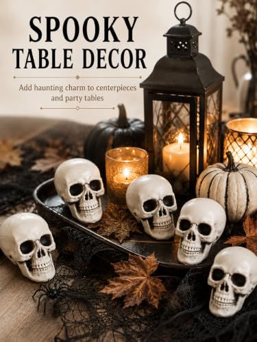 Mini Skull Halloween Decorations for Crafts & Party Decor - Set of 12