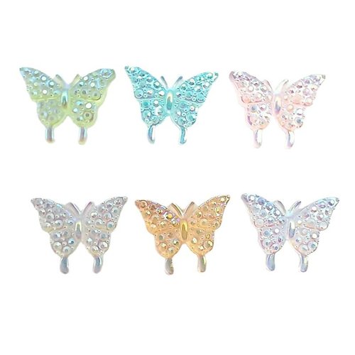 Sparkling 100 PCS 3D Butterfly Charms Kawaii Mini Nail Rhinestones Gems Glitter Acrylic Nail Art Jewelry Manicure Nail Decoration Accessories