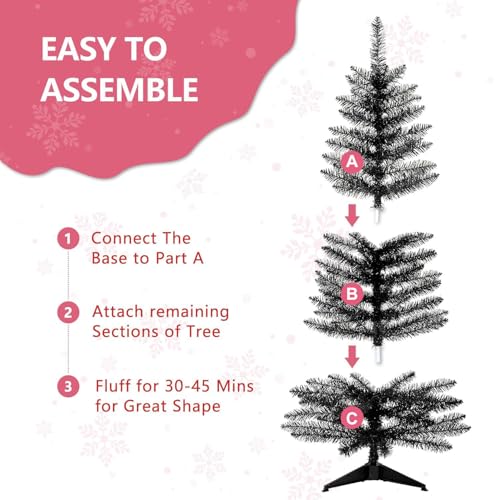 4ft Black Artificial Christmas Tree with Lights - Indoor & Outdoor Holiday Decor Variation of THIS listing