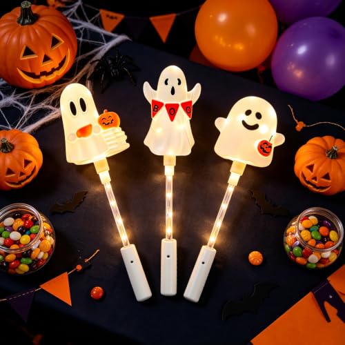 Halloween Ghost Handheld Decoration Lights 3 Pack - Ghosts with Pumpkins Variation