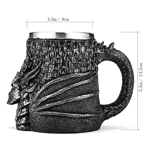 Medieval Dragon Beer Mug - 17oz Stainless Steel Drinkware for Collectors & Themed Parties