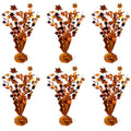 Fall Maple Leaves Table Centerpiece - Metallic Autumn Harvest Thanksgiving Decor - Gold, Orange, Red, Burnt Orange - 6 Pack