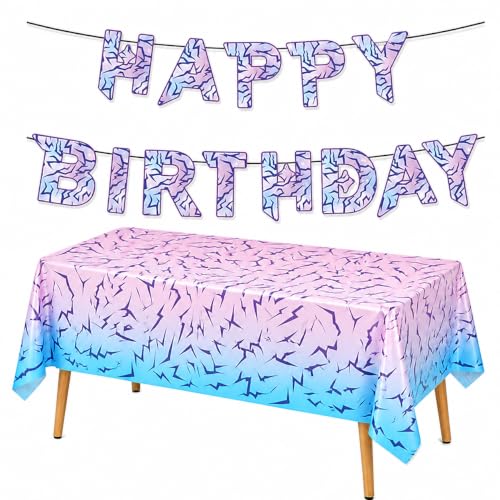 Kpop Birthday Party Decorations Set with Banner and Tablecloth - Lightning Theme