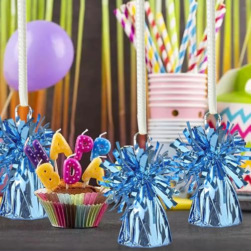Light Blue Metallic Balloon Weights 16 pcs - Heavy Table Centerpiece Support