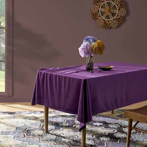Violet Purple Velvet Rectangle Tablecloth 102x55 Inches - Halloween Elegant Décor