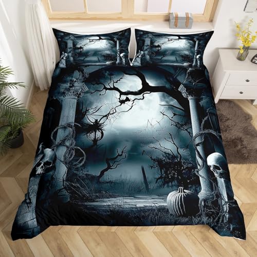 Multi 119 Halloween Tree Bedding Set Twin Size Spooky Gothic Comforter Cover