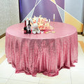 Rose Pink Sequin Tablecloth - 132 Inch Round Glitter Cover for Weddings & Parties - Variation of THIS listing