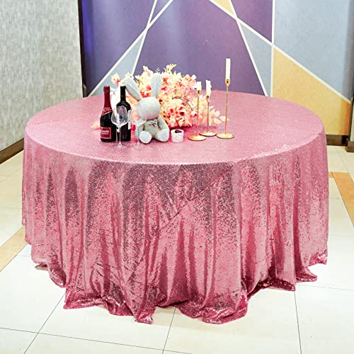 Rose Pink Sequin Tablecloth - 120 Inch Round Glitter Party Cover (Variation of THIS listing)