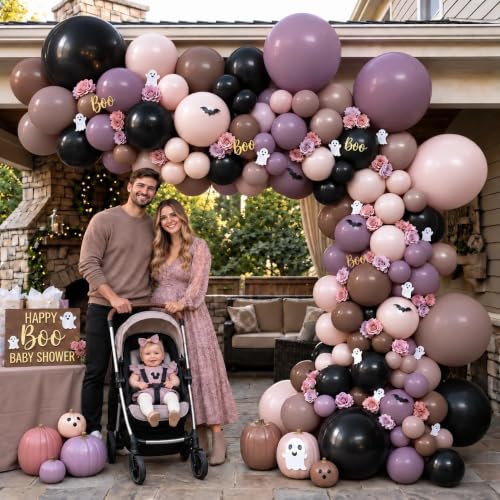 Pink Black Purple Balloon Arch Kit Double Stuffed Party Decor — Variation: Pink Black Purple