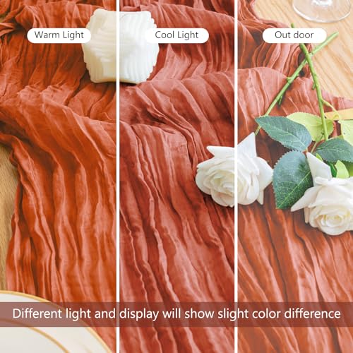 2 Pack Cheesecloth Table Runner 10FT - Terracotta Boho Sheer Rustic Decor