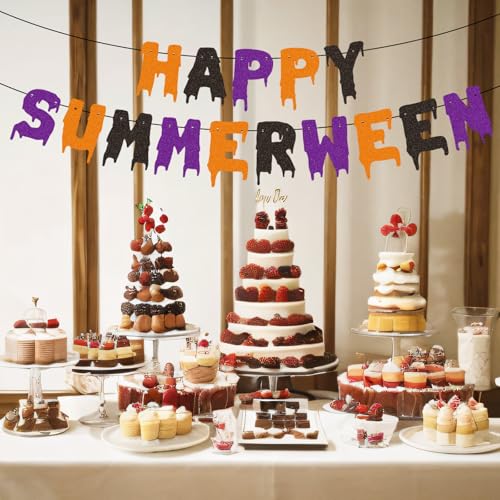 Summerween Banner Set - Glitter Happy Summerween Party Decorations