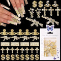 Gold Sliver 42PCS 3D Dollar Nail Charms for Manicure & Nail Art
