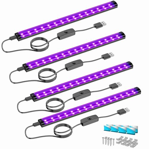 USB Black Light Bars 4 Pack 10W Neon Fluorescent Tapestry Party Halloween Body Paint