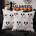 Halloween Pillow Covers 20x20 Inch Set of 2 White Skeletal Decor Plush Faux Fur