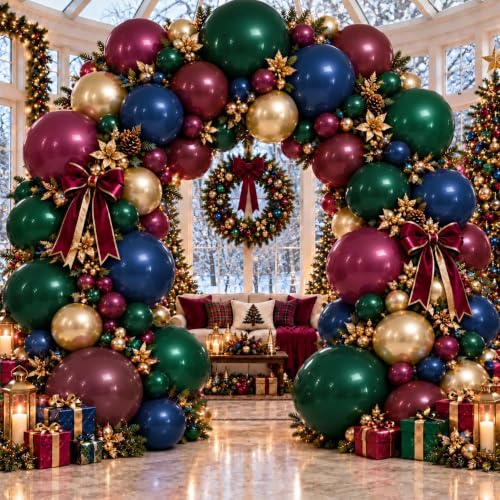 Gothic Balloon Arch Kit - Red, Blue, Green, Gold Double Stuffed Balloons for Parties
