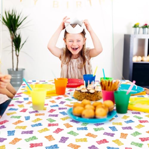 Colorful Candy Land Gummy Bear Tablecloths - Party Decorations, 2 Pack