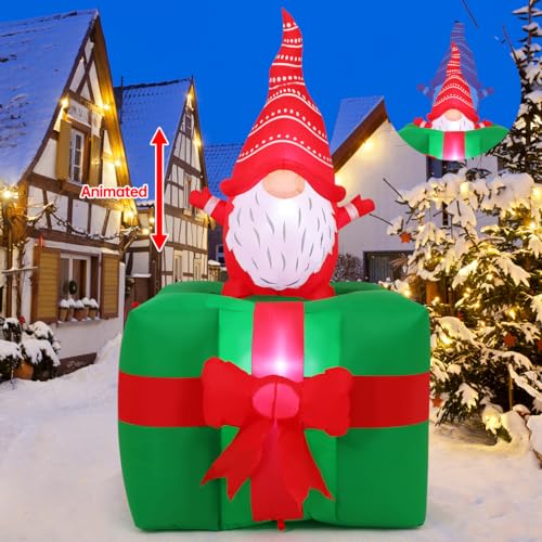 Inflatable Christmas Gnome with LED Lights Outdoor Yard Decoration - 6.3 Ft