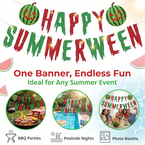 Summerween Halloween Banner Watermelon Spooky Party Decor - Summer & Fall Celebration