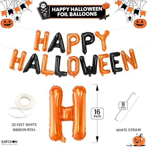 Halloween Balloons Banner Set with Ghost and Pumpkin Foil Balloons - Pack of 7