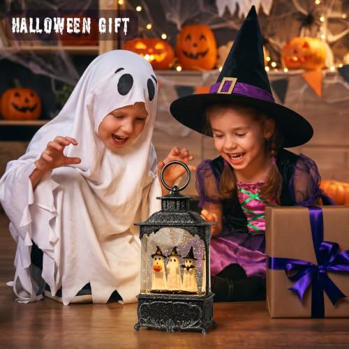 Halloween Ghost Snow Globe Lantern - Hand-Painted Indoor Halloween Decorations - Spooky Glitter Globe with Timer & USB Power - Variation of This Listing