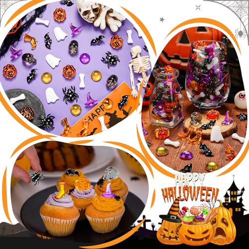 Halloween Vase Filler Set - 240 Orange and Purple Decor Elements for Parties and Home