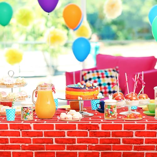 6-Pack Red Brick Tablecloths for Christmas Holiday Party Decor - 54x108 Inches