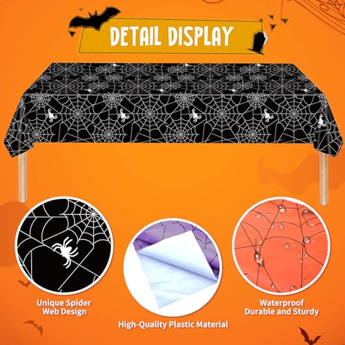 Multicolor Spiderweb Plastic Tablecloth Set - Halloween and Spooky Party Decor