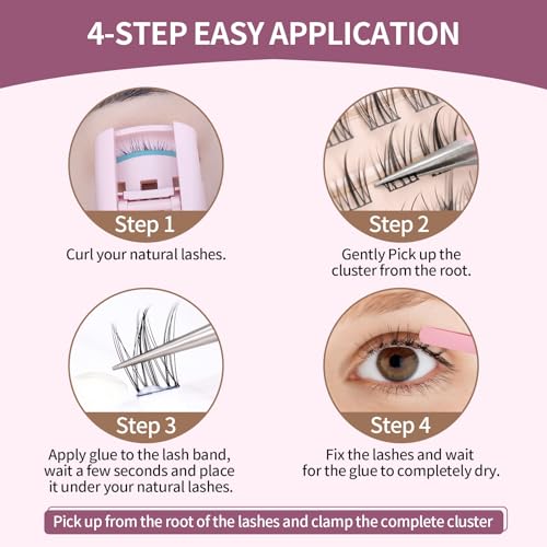 4 Types Eyelash Clusters Pack - 220 Pcs Natural Fairy & Manga Styles 6-11mm DIY Eyelash Extensions