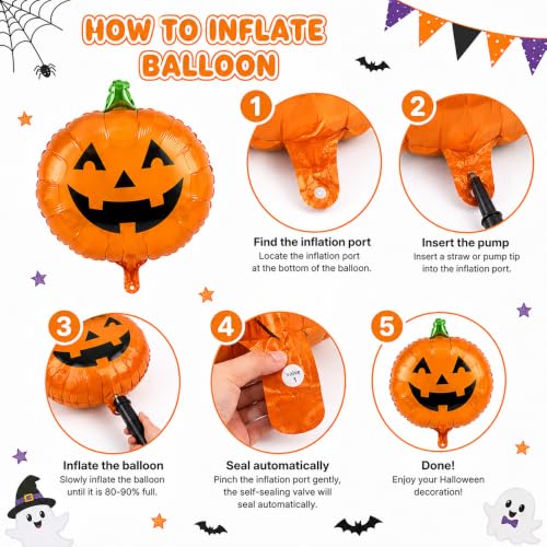 Halloween Balloon Decorations Set with Ghost, Pumpkin & Letter Balloons