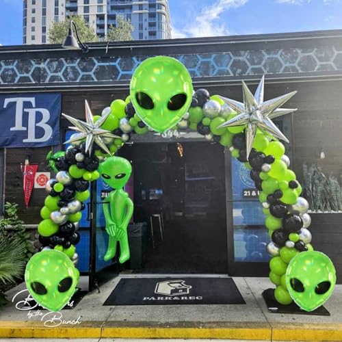 Green Alien Balloons for Space Party Decorations - UFO & Sci-Fi Theme