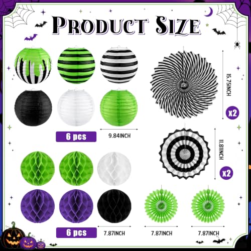 Halloween Paper Lanterns Hanging Decorations Set - Indoor & Outdoor Party Decor
