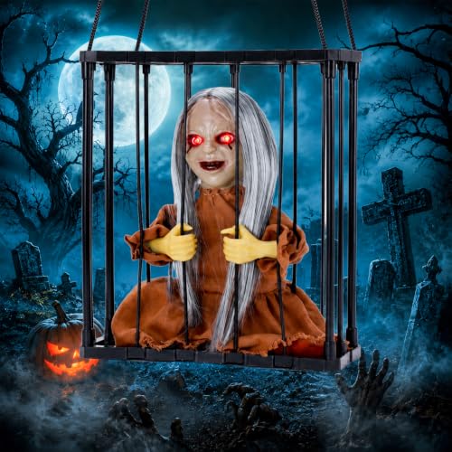 MGparty Halloween Screaming Skeleton Prisoner Cage Decoration - Brown