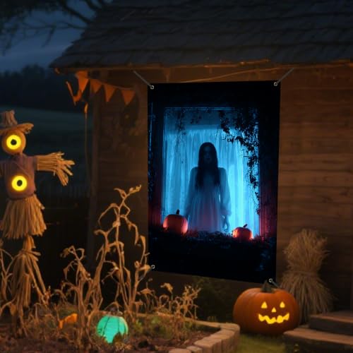 Ghost Window Cover - Halloween Decor, 31x47 Inches, Polyester, Variation CC01666