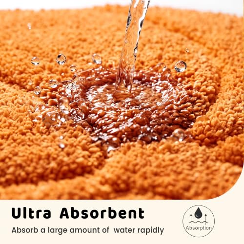 Pumpkin-Shaped 3D Bath Mat - Fall Rug with Brown Stem, 22x25.5 Inches - Orange & Brown