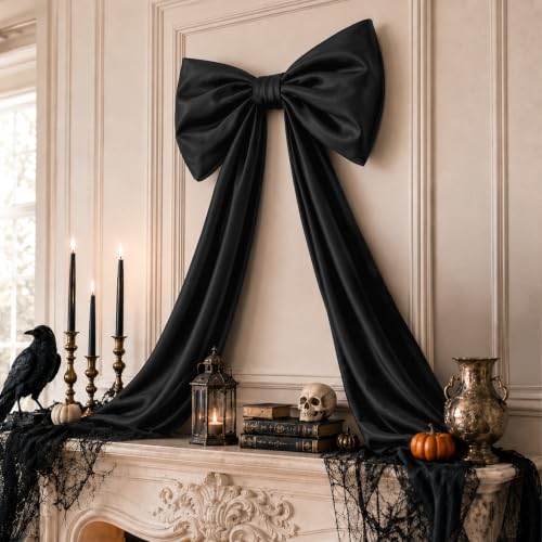 Giant Black Satin Bow for Halloween Door & Wall Decor 42 Inch