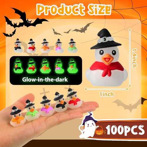 100 Pcs Glow in Dark Halloween Duck Mini Figurines Small Luminous Ducks for Garden & Party Decor - Variation of THIS listing