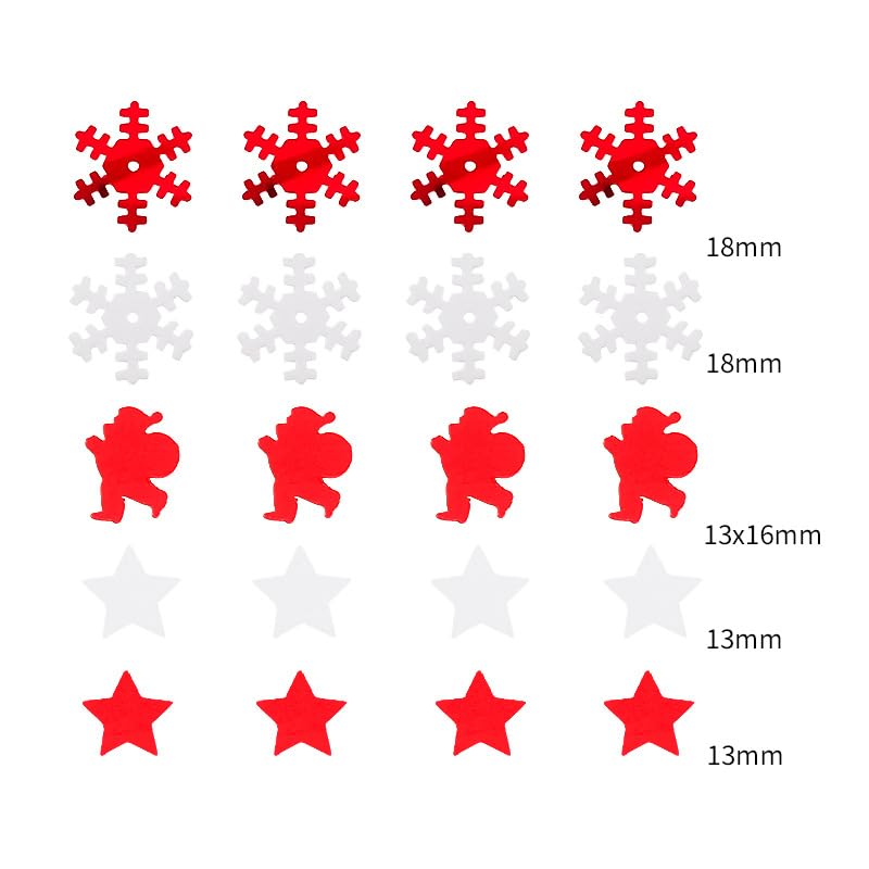 Christmas Snowflake Confetti for Party Decorations - Red & White Glitter Snowflakes & Santa Claus - 50g