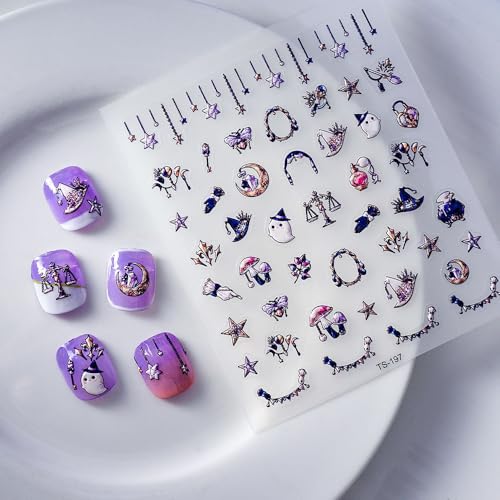 Halloween Ghost Nail Art Stickers 5D Embossed Self-Adhesive Manicure Decals - Halloween Nail Wraps - Ghost Design