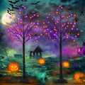 2 Pack 6FT Black Halloween Tree with 288 Orange & Purple LED Lights - Indoor Outdoor Decor