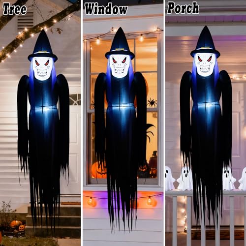 6FT Hanging Ghost Inflatable Halloween Decor with Built-in LEDs - Outdoor & Yard