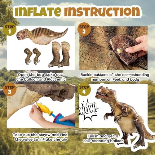 Giant Inflatable Dinosaur Balloons for Party Decorations - 50 Inch Set of 4