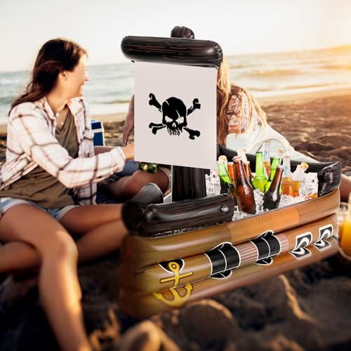 Brown Inflatable Pirate Ship Cooler for Halloween Parties - Vivid