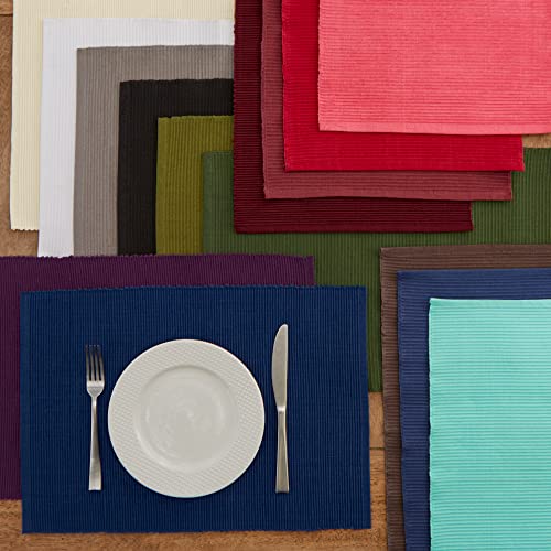 Eggplant 13x19 Inch Ribbed Cotton Placemat Set of 6