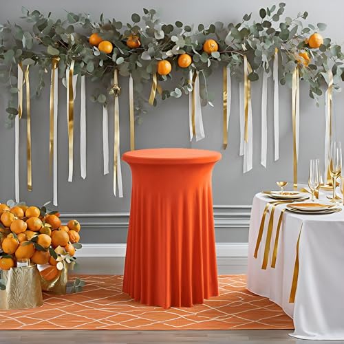 2 Pack Orange Highboy Cocktail Table Cover Skirt - 32x43 Inch Party Decor