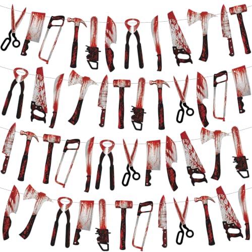 Halloween Bloody Banner Decorations - Knives, Scissors, Hammer, Garland