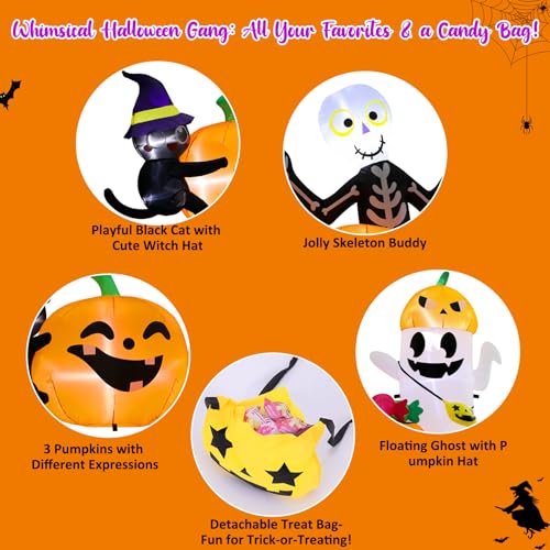 Halloween Inflatable Yard Decor - 8.8 FT Outdoor Blow-Ups with Treat Bag & Crew - Pumpkin Variation
